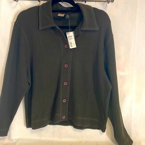Rafaella Ribbed Button up Top Hunter green Size M